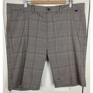 Travis‎ Mathew Shorts Mens Size 40 Grey Plaid Golf Pockets Flat Front